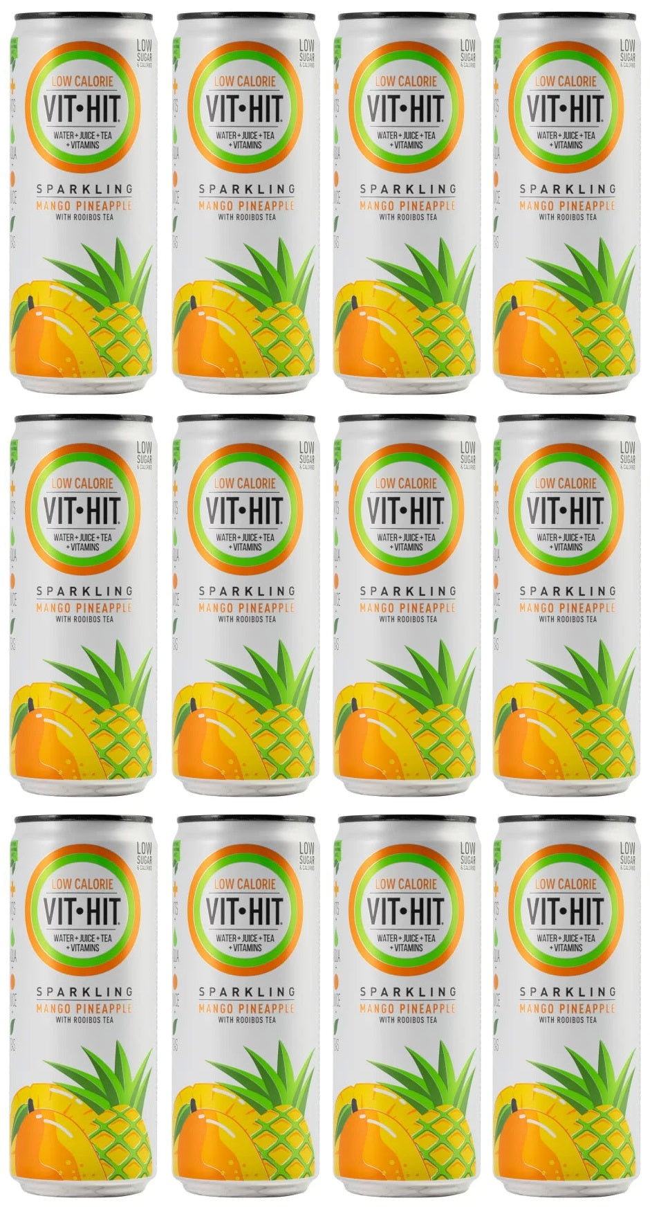 12 x Vit Hit Sparkling Mango & Pineapple With Rooibos Tea 330Ml