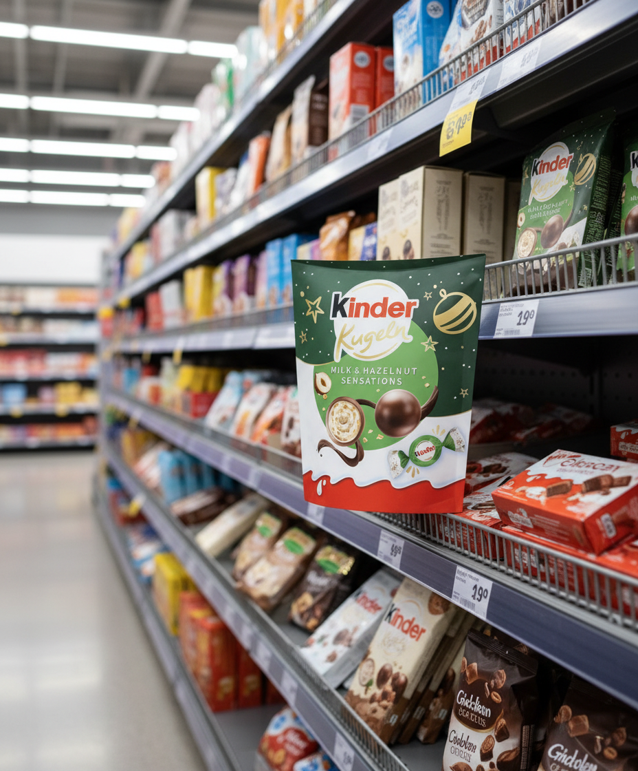 17 x Kinder Xmas Choco Balls Milk & Hazelnut Sensations - 90GM