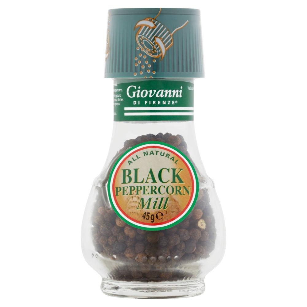 6 x Giovanni Di Firenze Black Peppercorn Mill 45G
