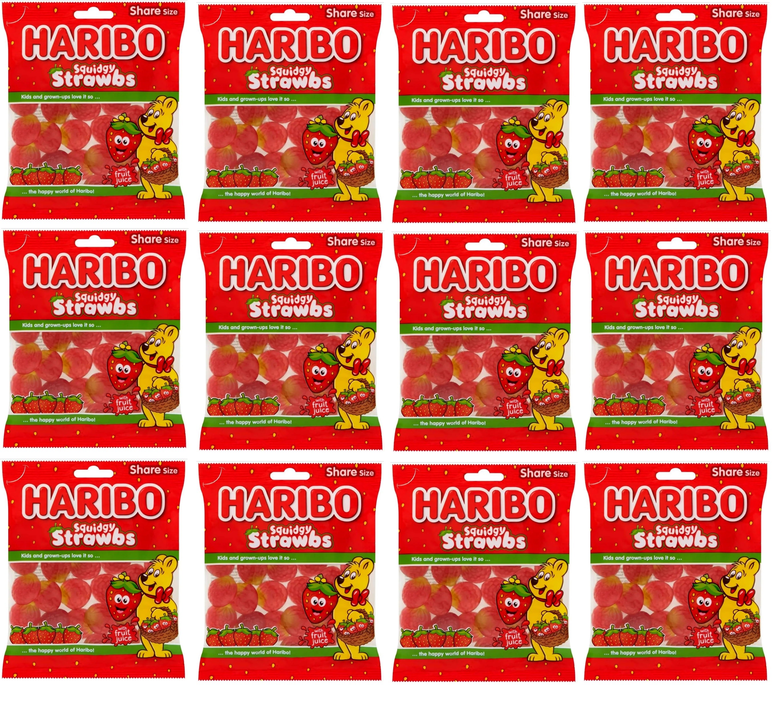 12 x Haribo Squidgy Strawbs 160G