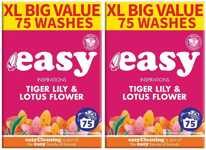 2 x Easy Washing Powder Tiger Lily 75 Wash - 5.1KG