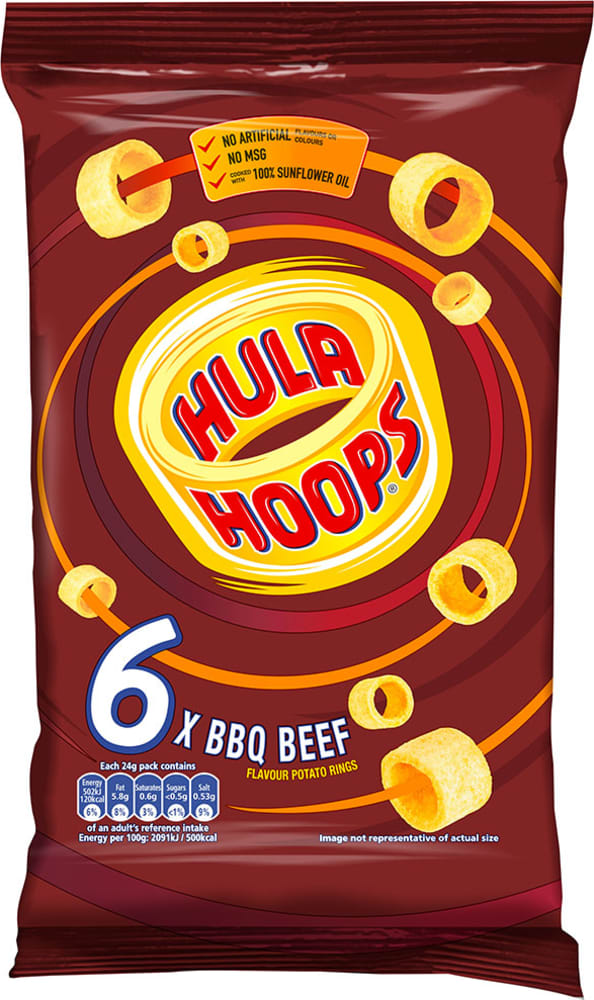30 x Hula Hoops Bbq Beef 6pk - 6X24GM