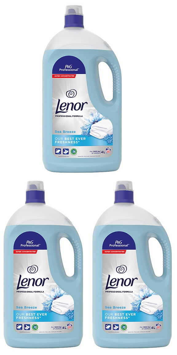 3 x Lenor Professional Sea Breeze Fabric Softener 200 Washes 4L
