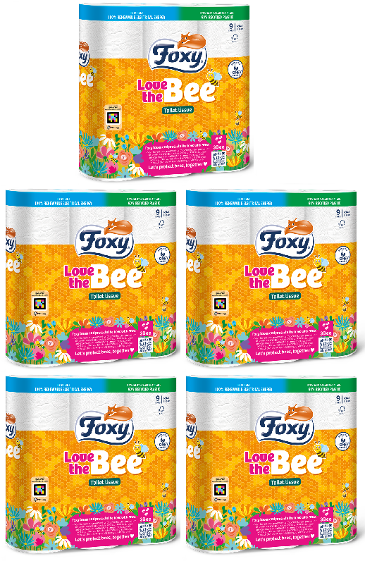 5 x Foxy Love The Bee Toilet Tissue - 9 PACK