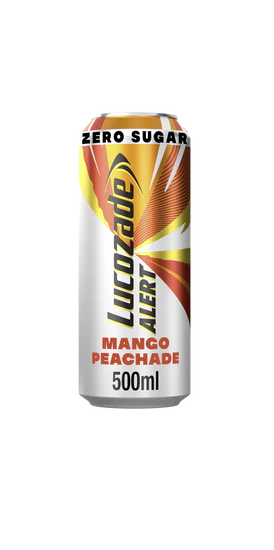 12 x Lucozade Alert Zero Mango & Peach Caffeine Energy Drink 500Ml