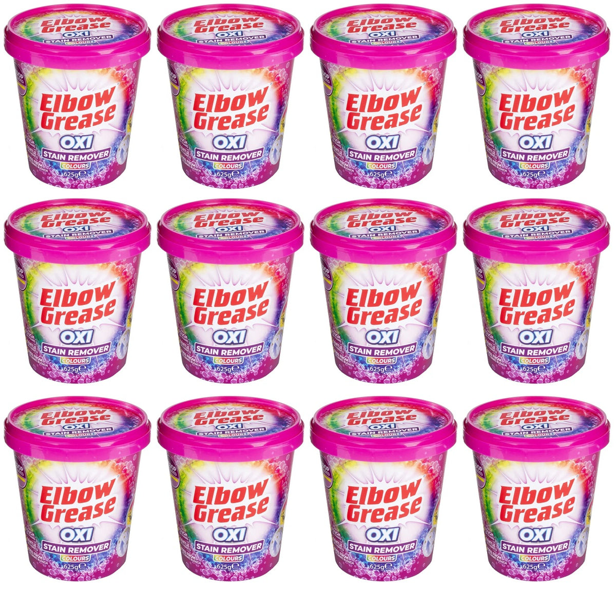 12 X Elbow Grease Oxi Stain Remover Colours - 625Gm