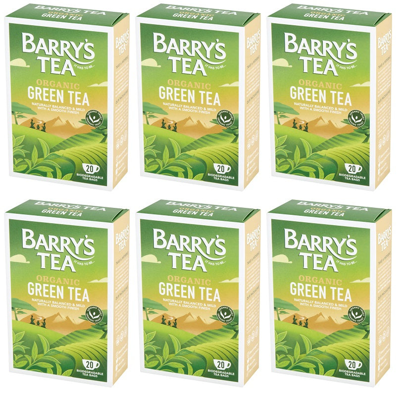 6 x Barrys Tea 20 Organic Green Tea 36G