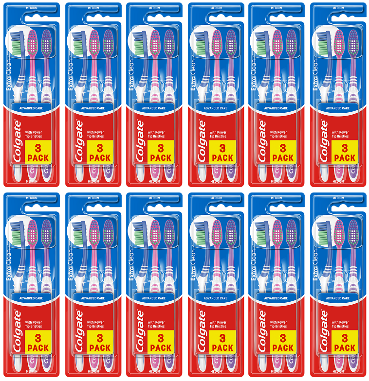 12 X Colgate Toothbrush Extra Clean - 3 Pack