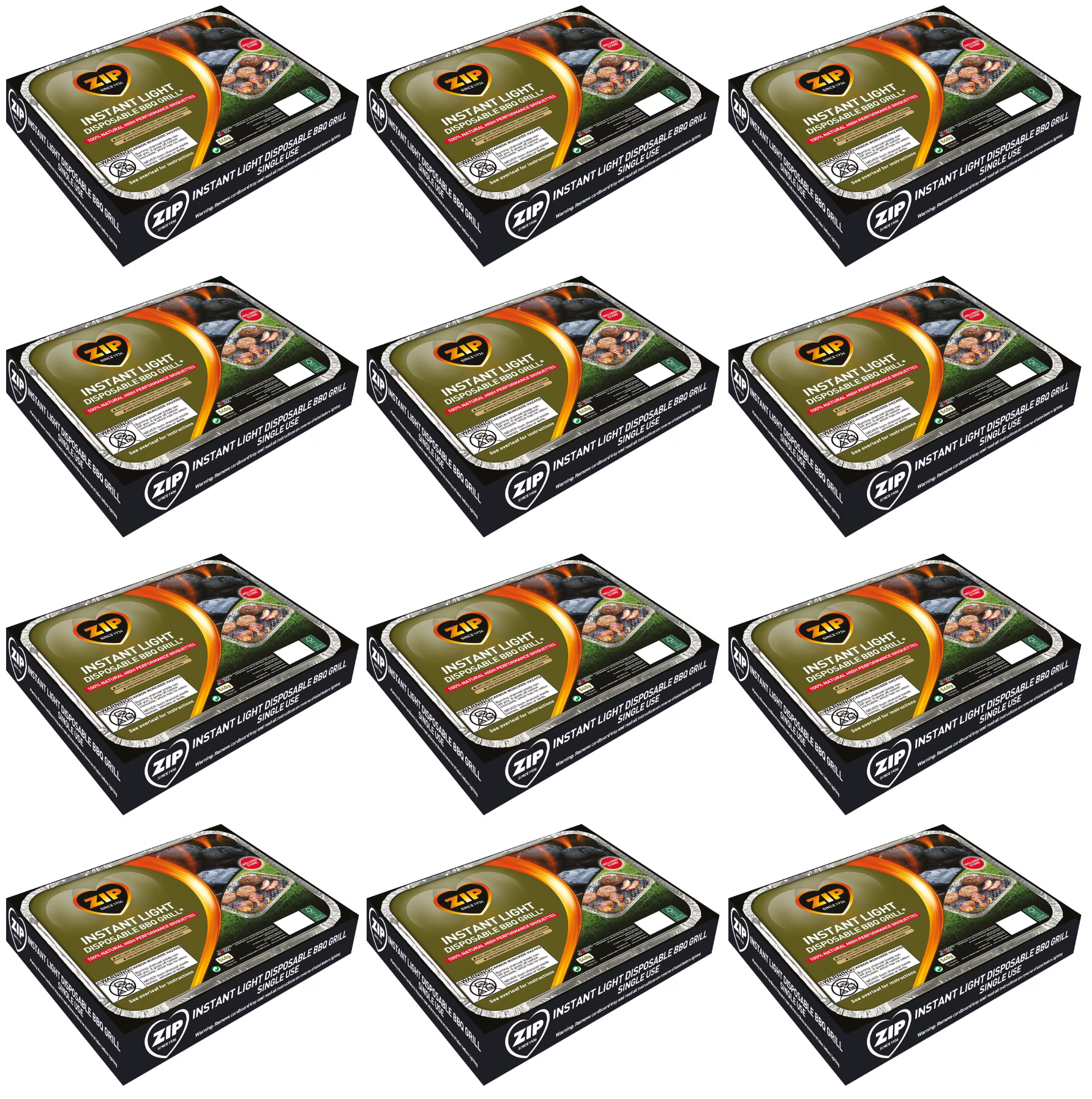 12 x Zip Instant Light Bbq Tray 540G