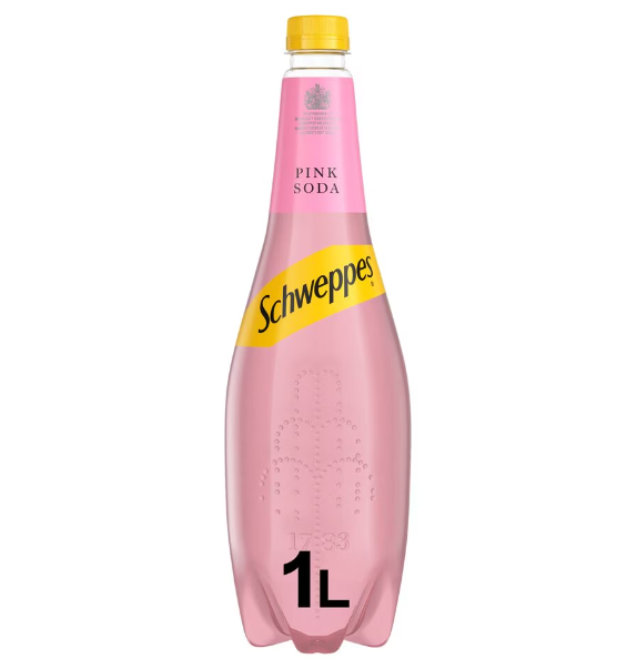 12 x Schweppes Pink Soda Sparkling 1L