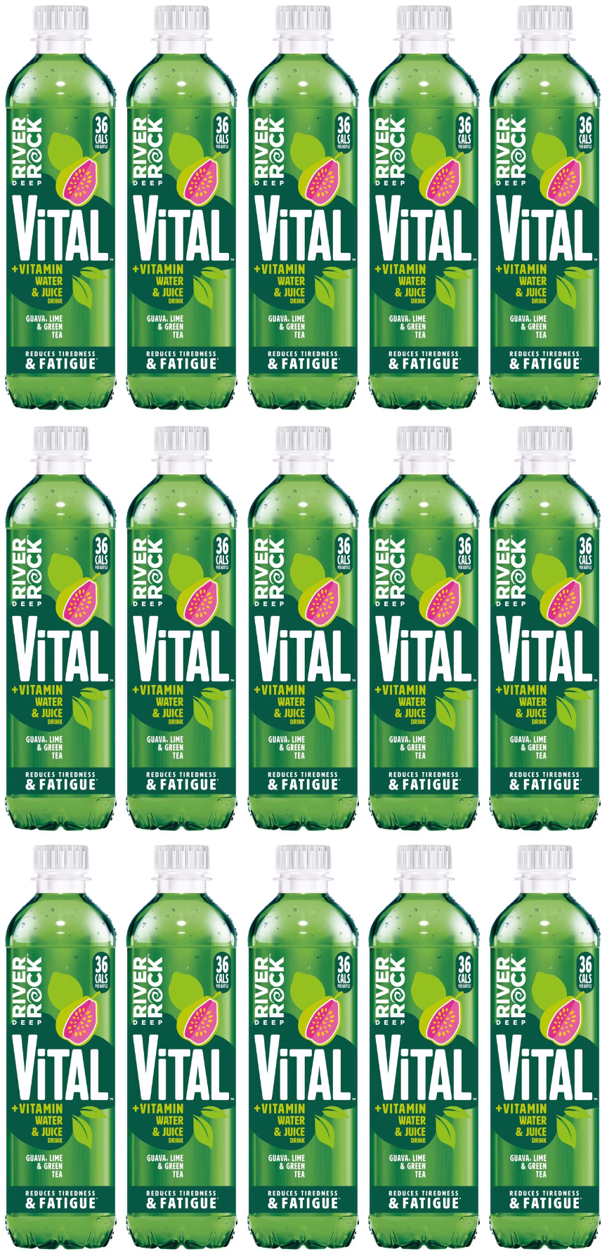 15 x Vital Guava Lime & Green Tea Deep River Rock 450Ml