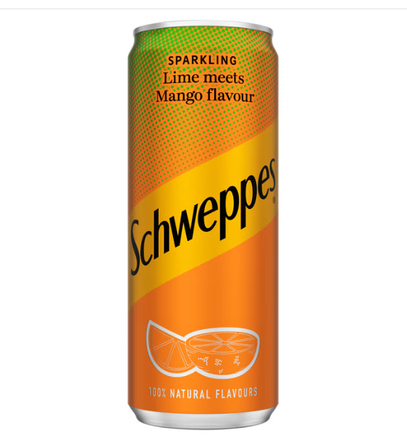 24 x Schweppes Sparkling Lime Meets Mango Flavour 330Ml
