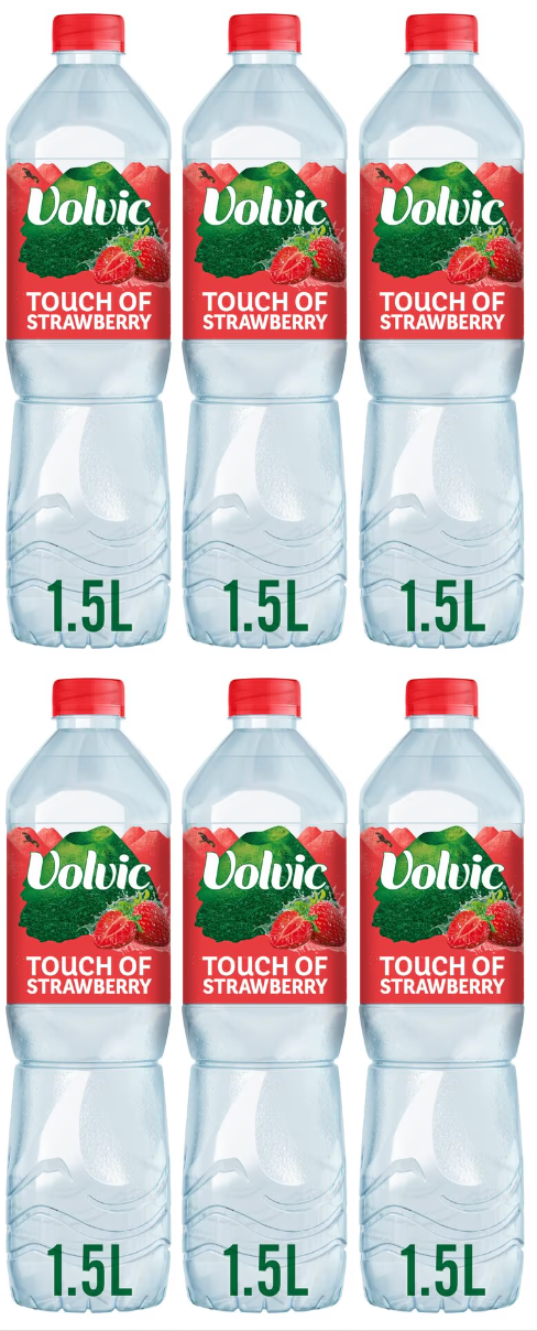 6 x Volvic Touch Of Fruit Strawberry Sugar Free 1.5L