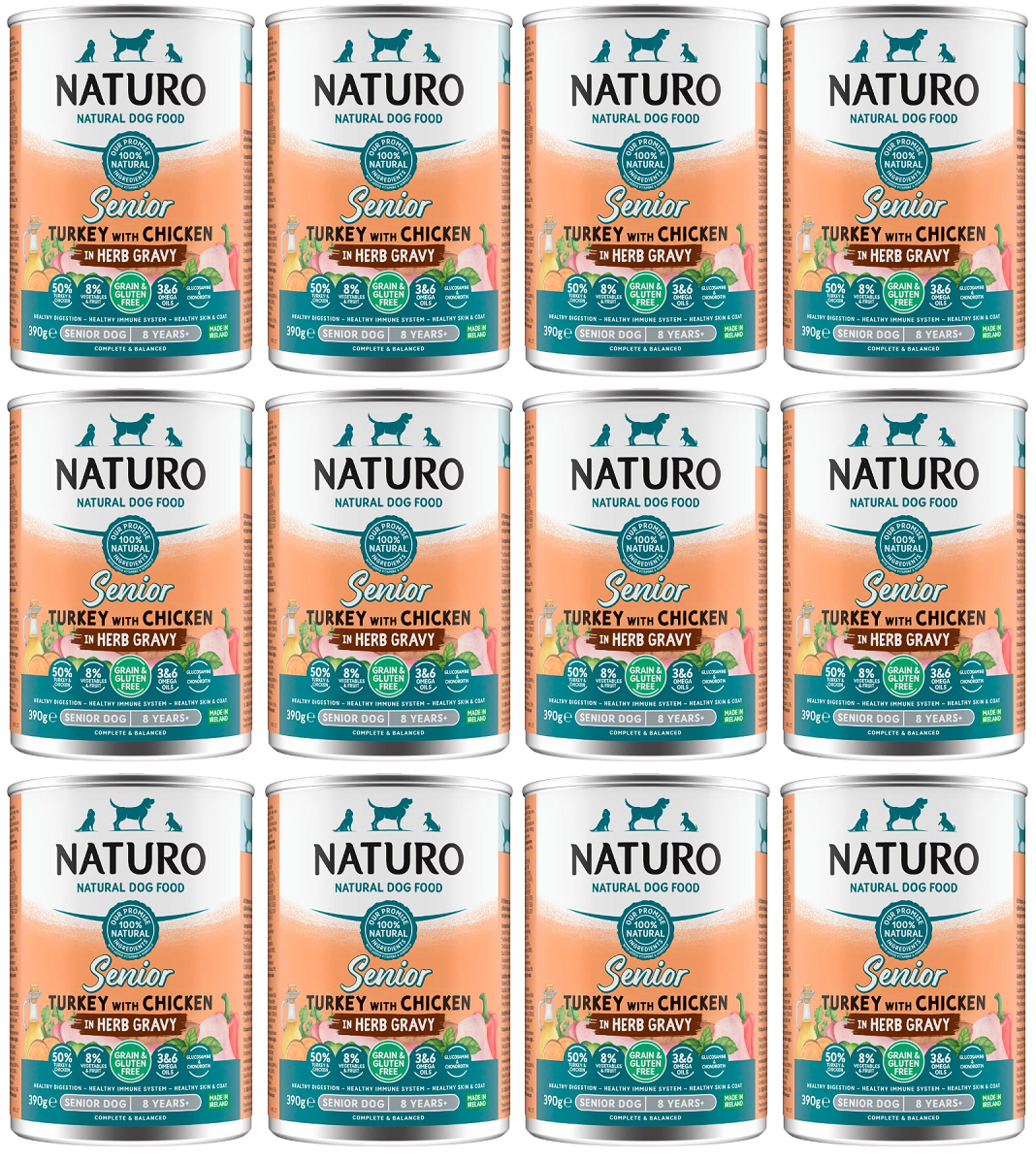 12 x Naturo Senior Dog Turkey & Chicken Gravy - 390GM