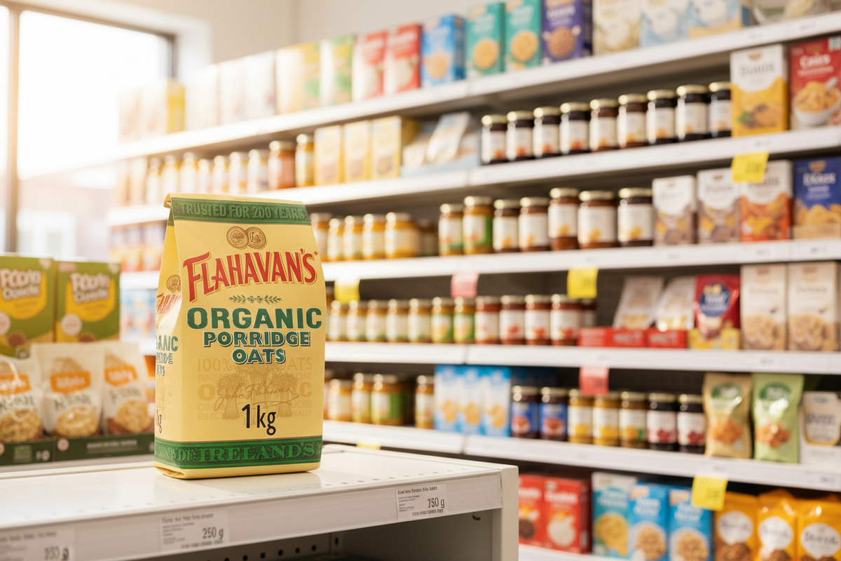 10 x Flahavans Organic Porridge Oats Ni - 1KG