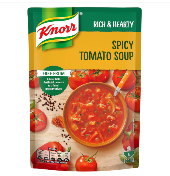 6 x Knorr Rich & Hearty Spicy Tomato Soup 390G