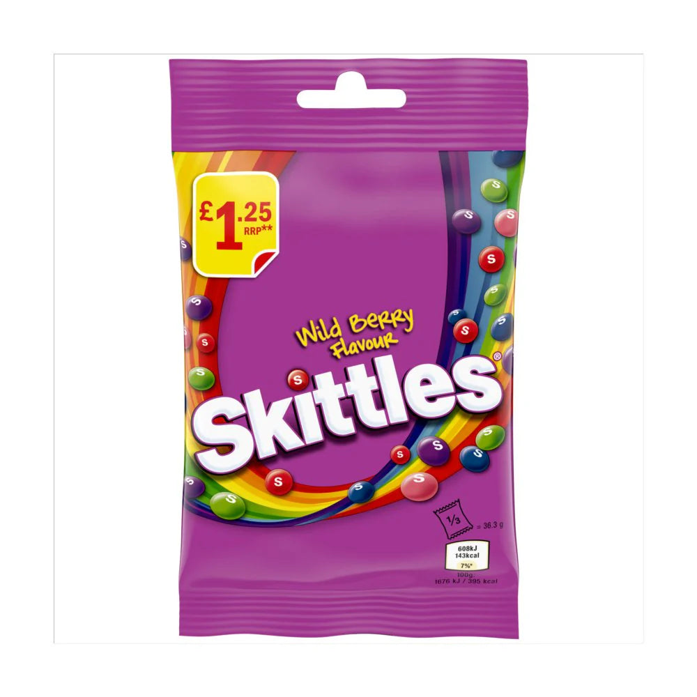 14 x Skittles Wild Berry Flavoured Treat Bag - 109GM