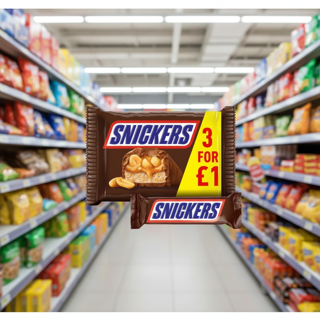 22 X Snickers Milk Chocolate Bars 3Pk - 3X41.7Gm