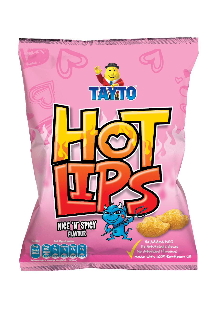 32 x Tayto Hot Lips Nice N Spicy Flavour 40G