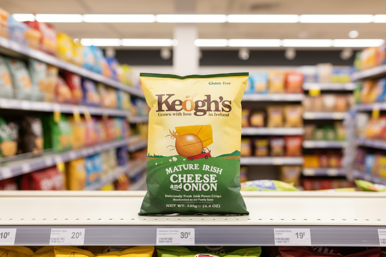 12 x Keoghs Irish Cheese & Onion Crisps - 125GM