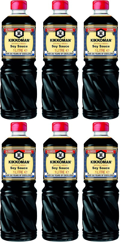 6 x Kikkoman Soy Sauce 1 Litre