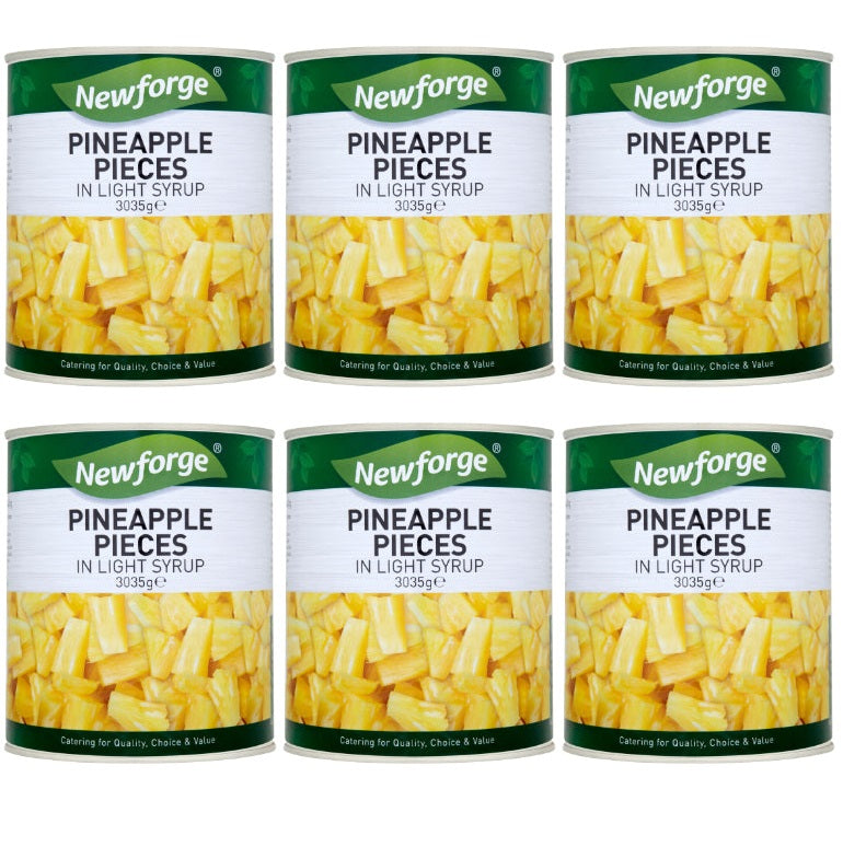 6 x Newforge Pineapple Pieces In Light Syrup 3035G