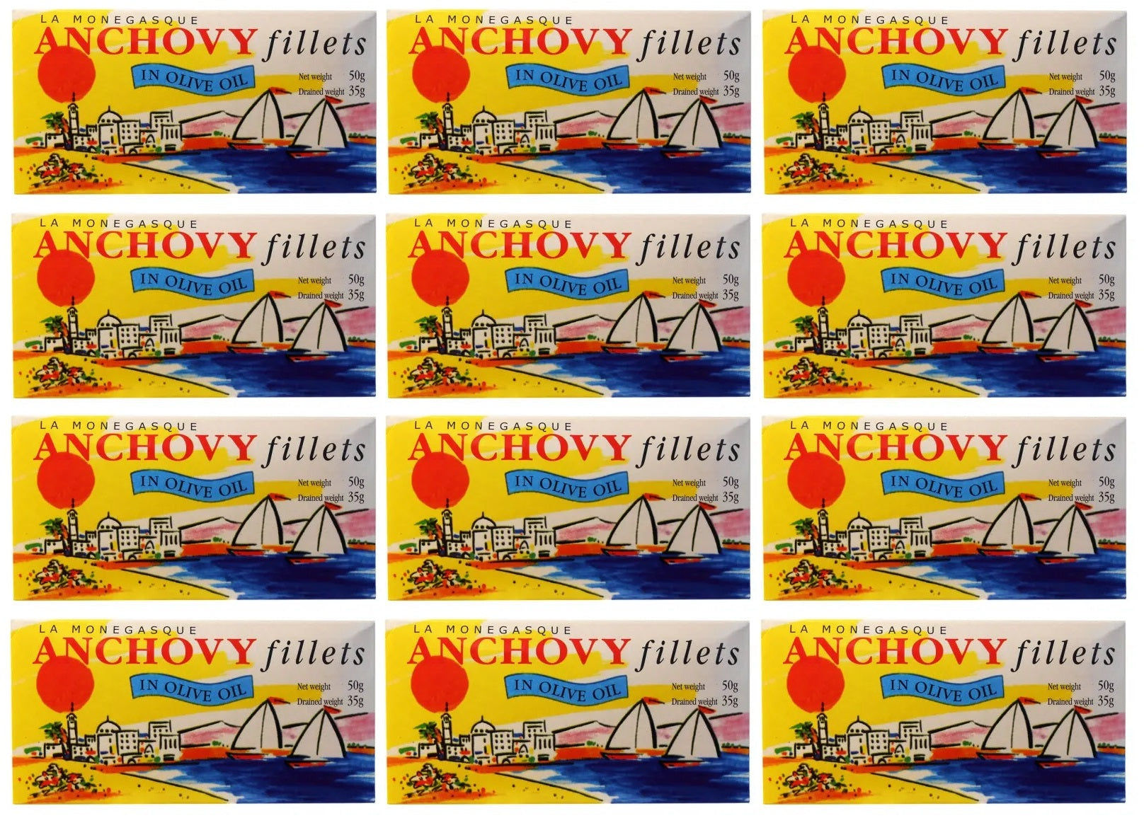 12 x La Monegasque Anchovy Fillets 50G