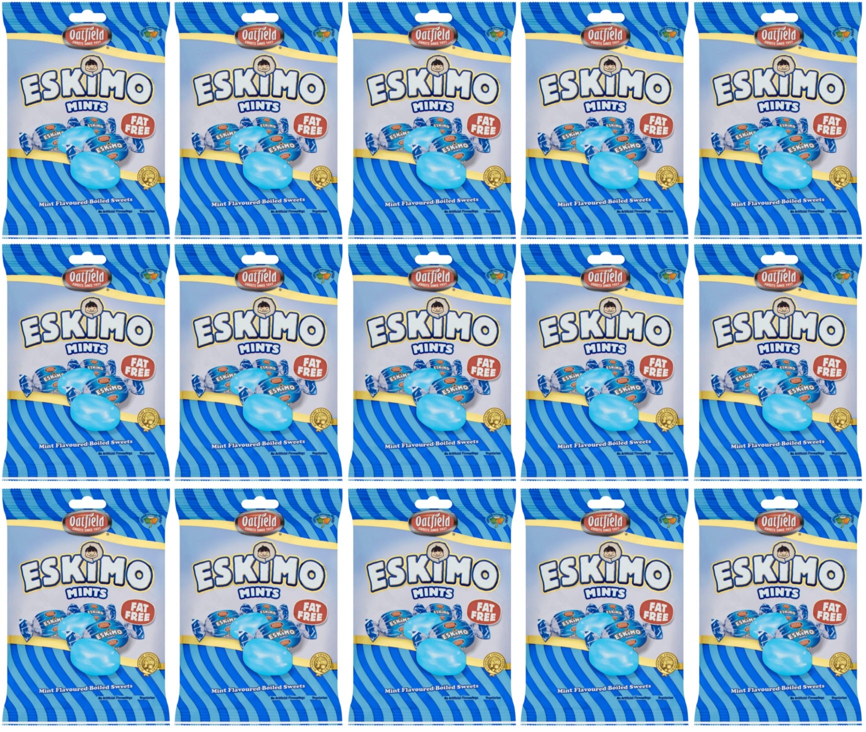 15 x Oatfield Eskimo Mint Flavoured Boiled Sweets 150G