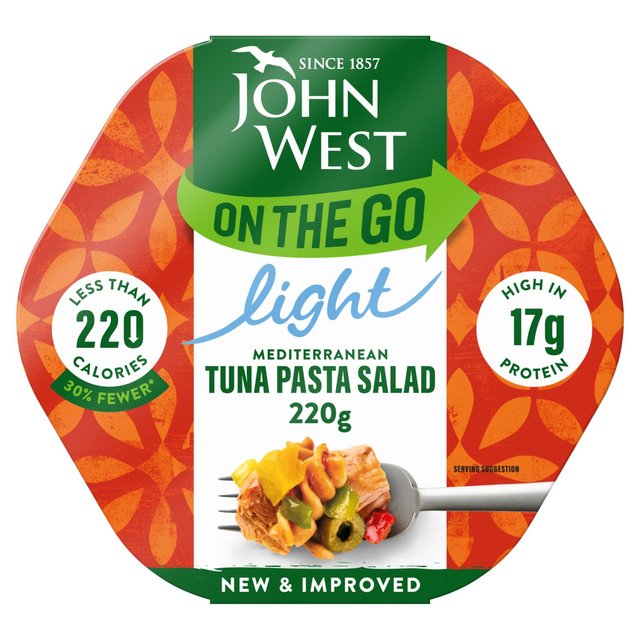 6 x John West On The Go Light Mediterranean Tuna Pasta Salad 220G