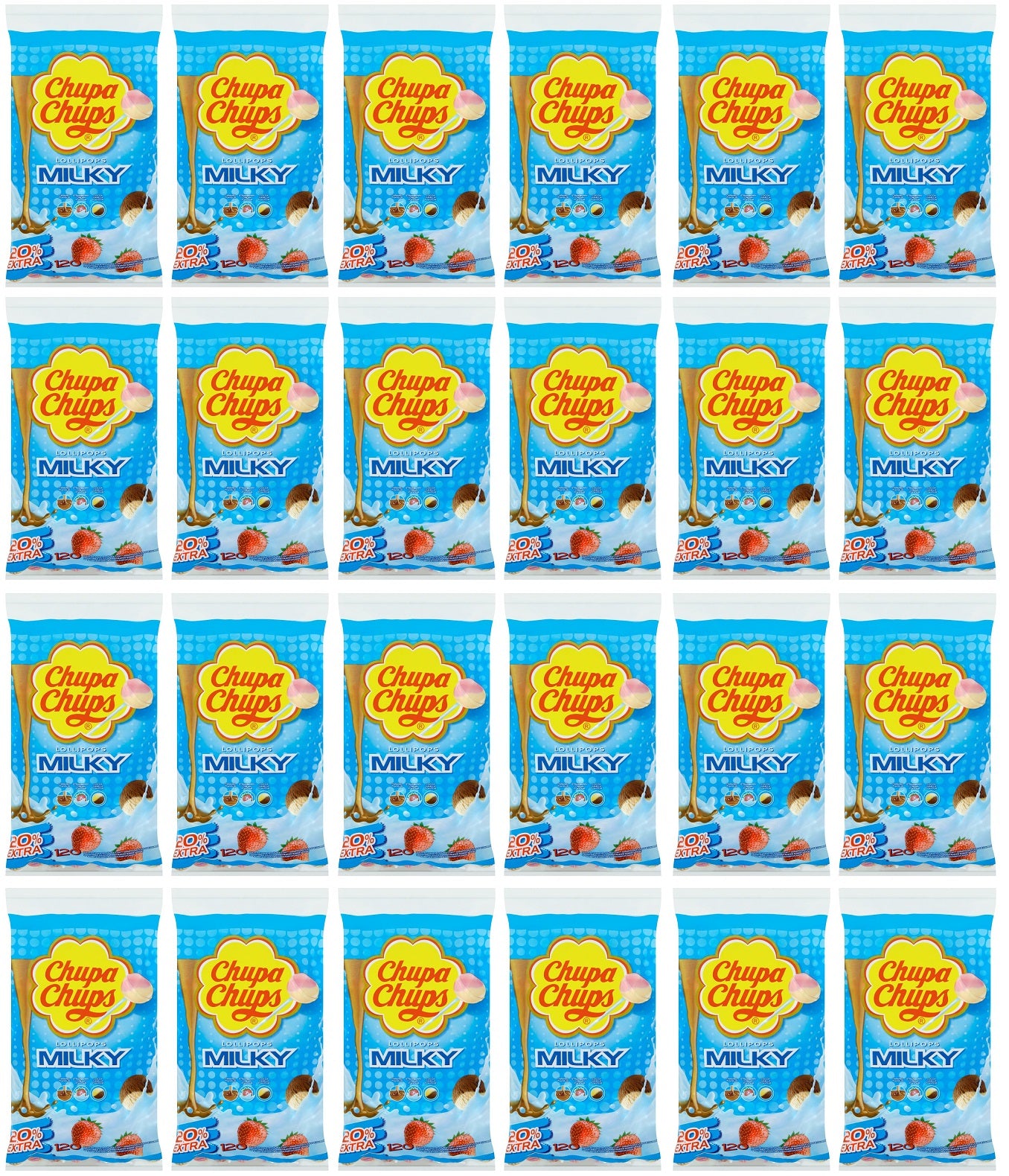 24 x Chupa Chups 16 Assorted Milky Flavour Lollipops 192G