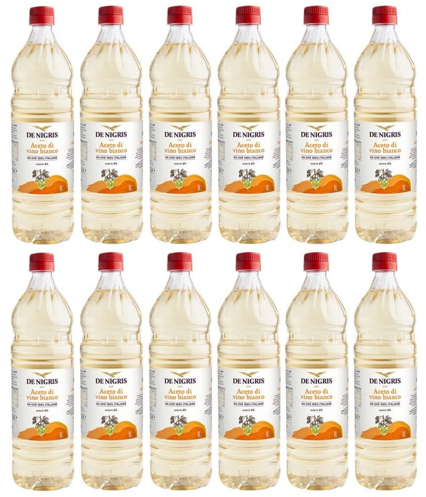 12 x De Nigris White Wine Vinegar 1L