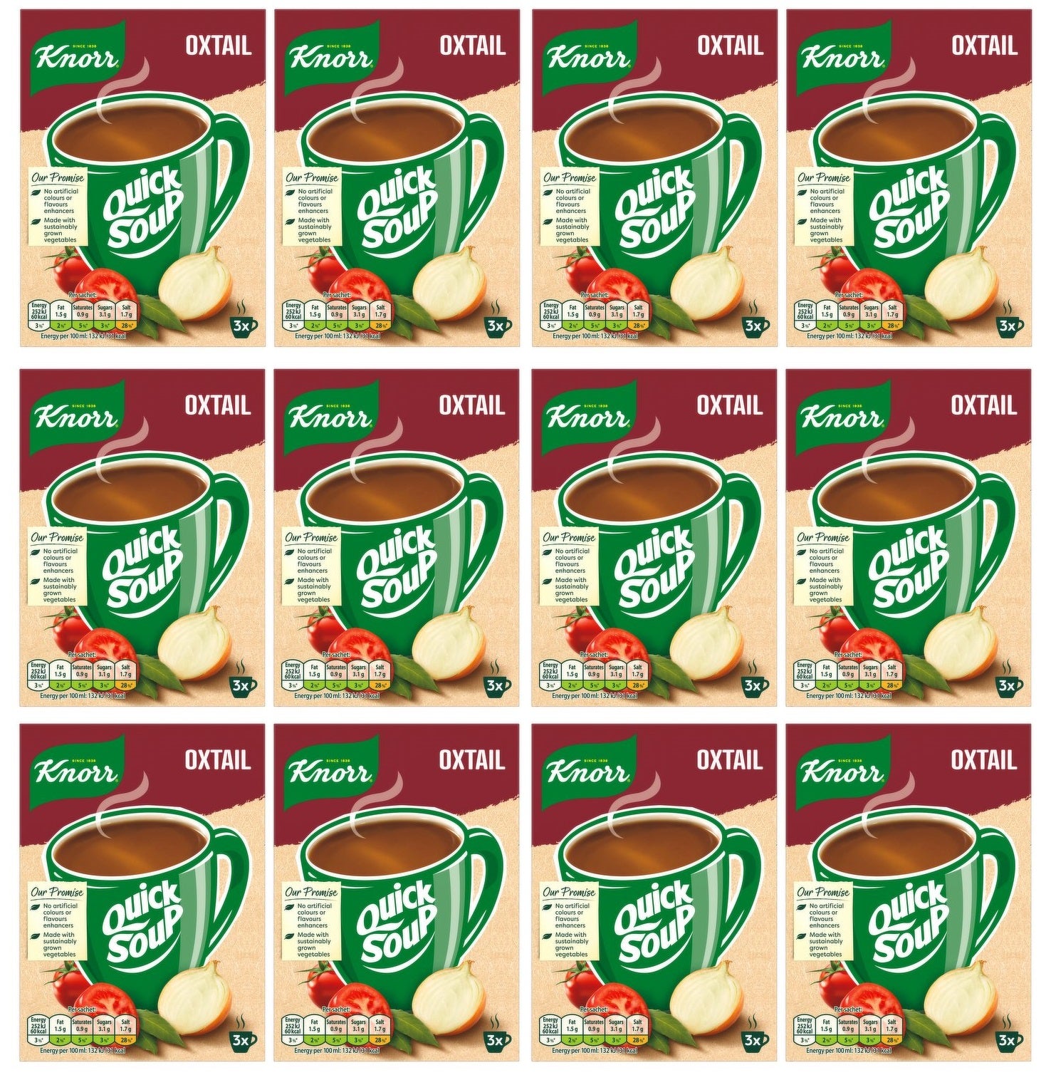 12 x Knorr Quick Soup Oxtail 3's 42G