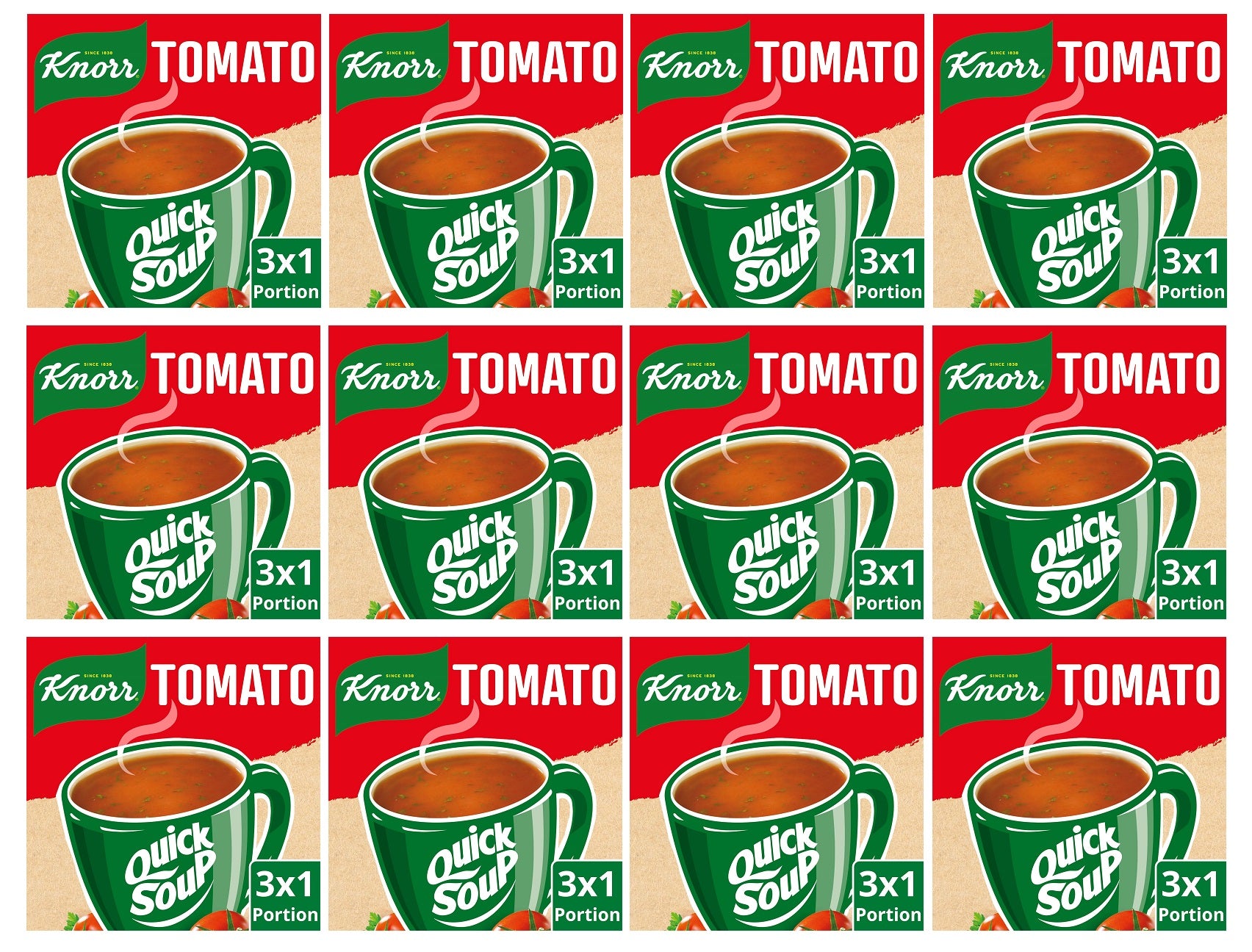 12 x Knorr Dry Soup Mix Tomato 60 G 3 Servings