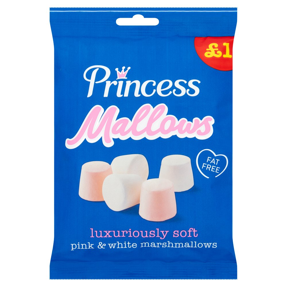 12 x Princess Mallows Pink & White Marshmallows 150G