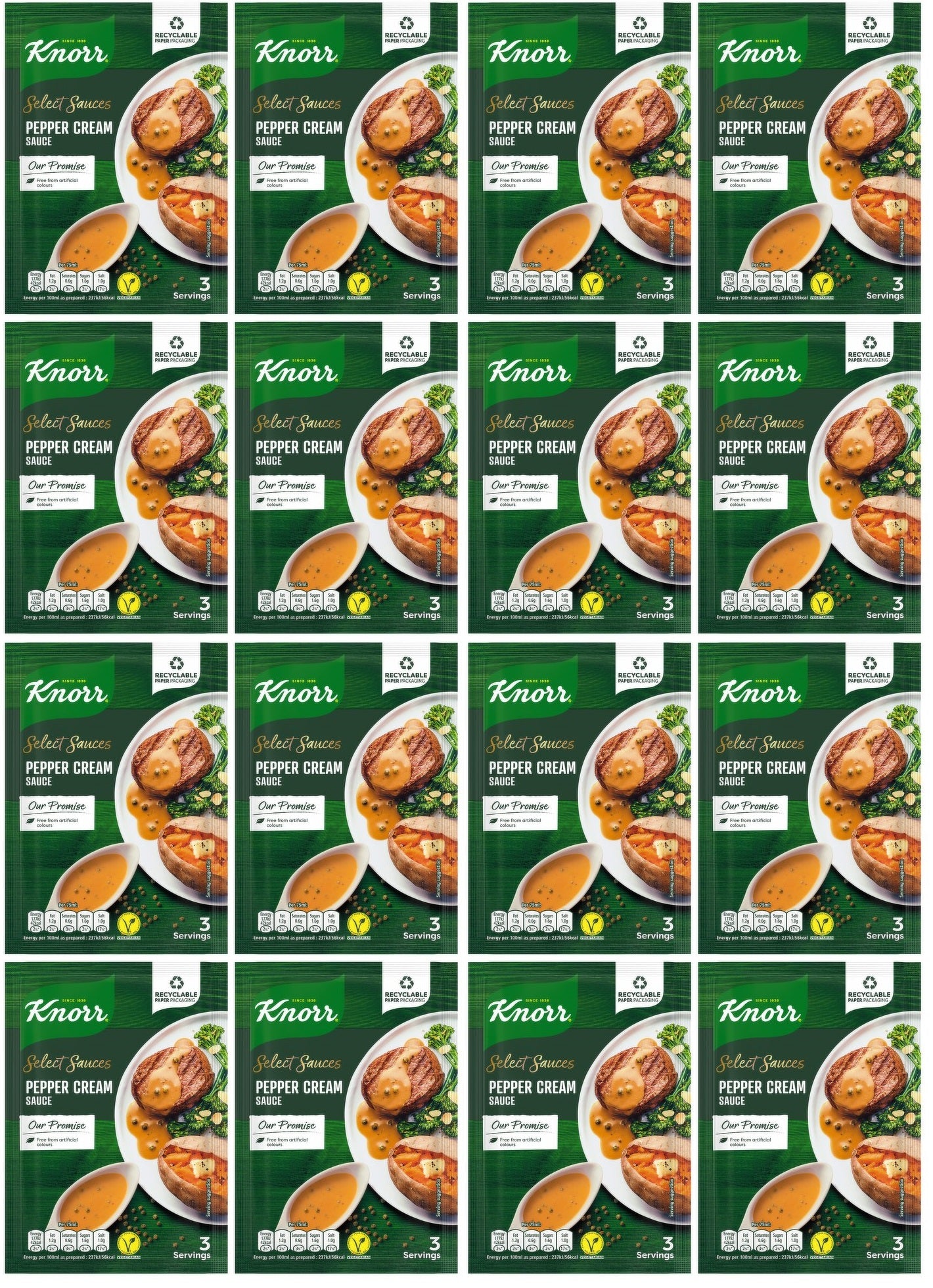 16 x Knorr Select Sauces Pepper Cream Sauce 38G