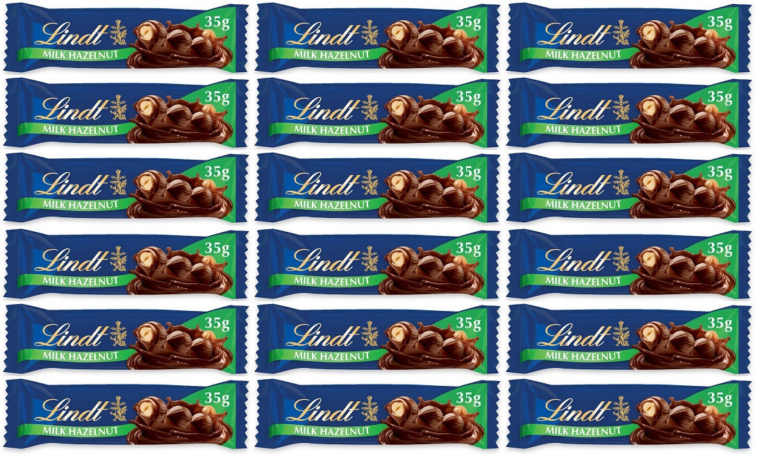 18 x Lindt Nocciolatte Milk Chocolate Hazelnut Treat Bar 35G