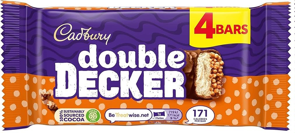8 x Cadbury Double Decker Chocolate Bar 4 Pack 149.2G