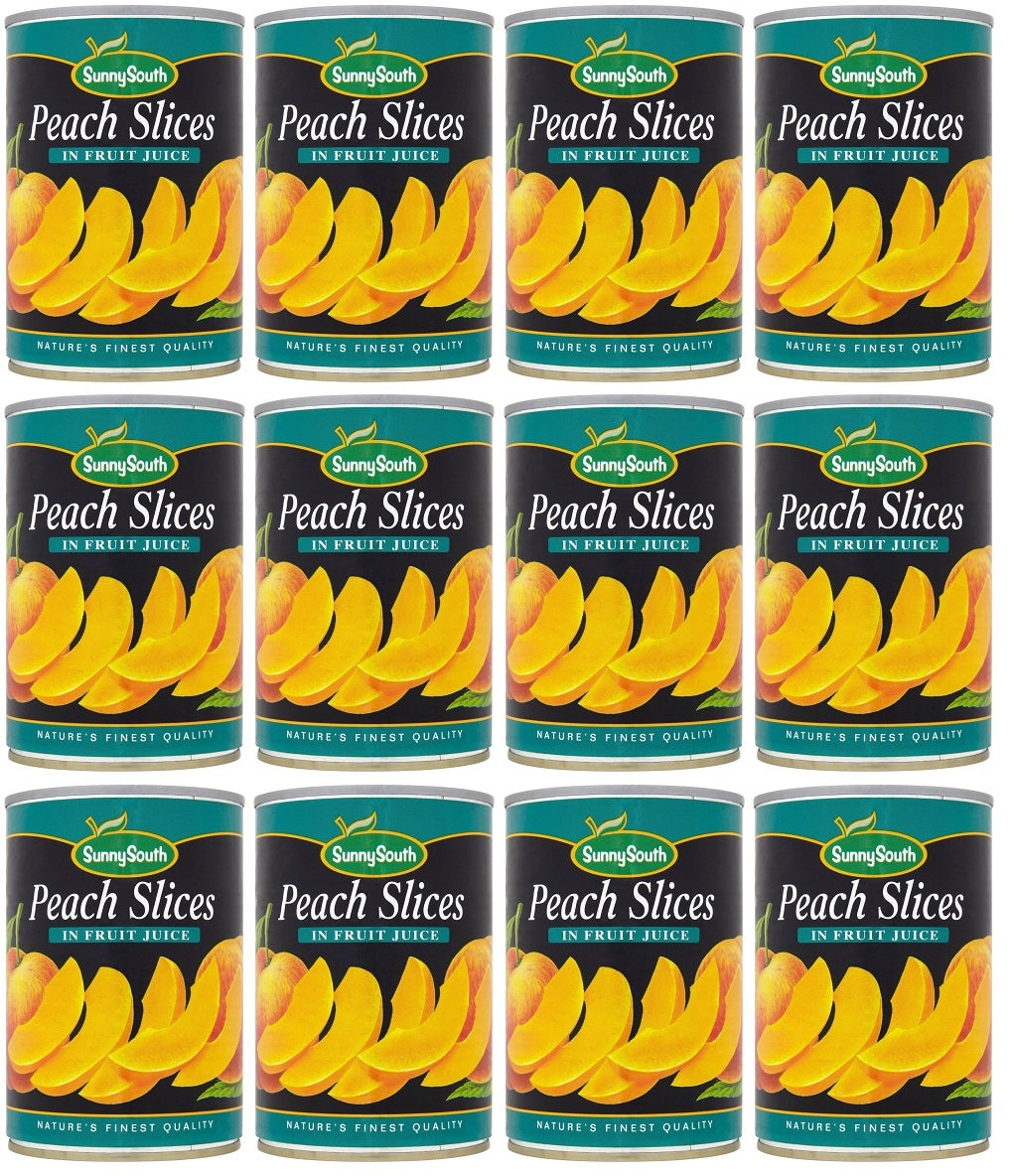 12 x Sunny South Peach Slices In Fruit Juice 411G