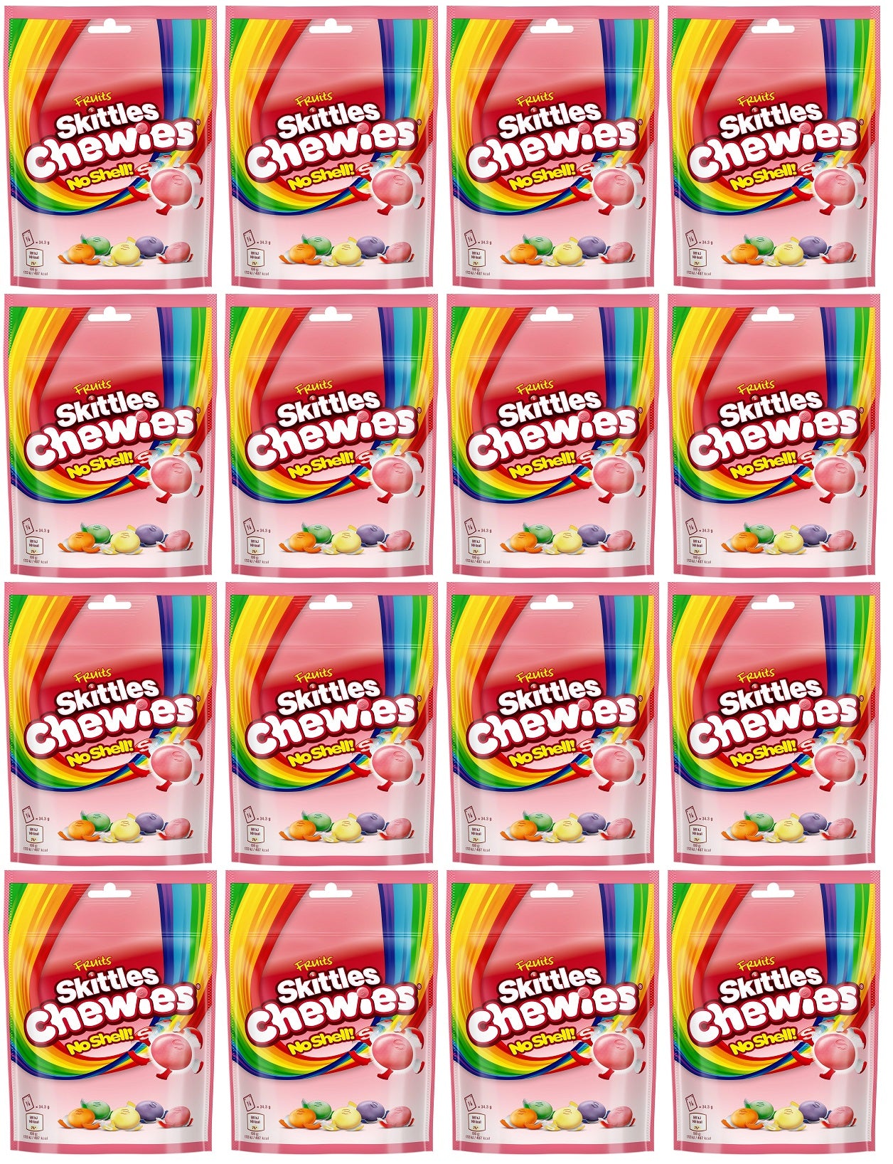 16 x Skittles Chewies Fruits Sweets Pouch Bag 137G