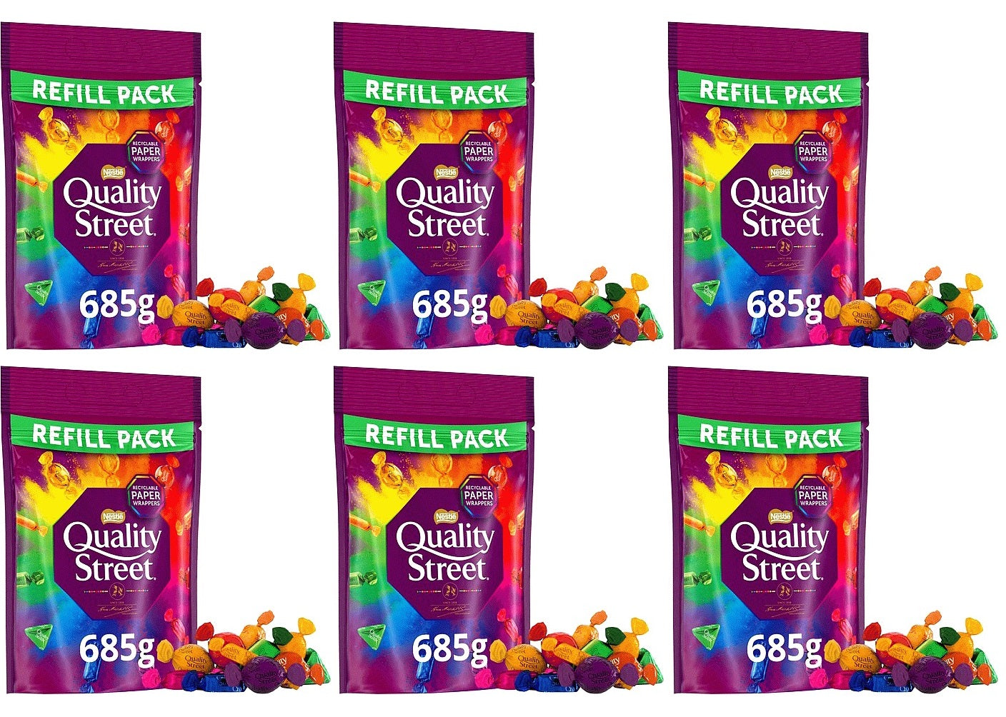 6 x Quality Street Refill Pack - 685GM