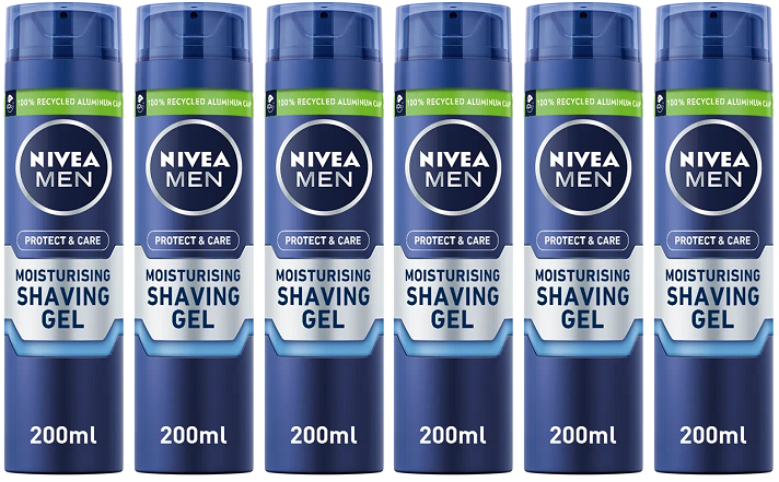 6 x Nivea Nivea Men Protect & Care Aloe Vera Shaving Gel 200Ml