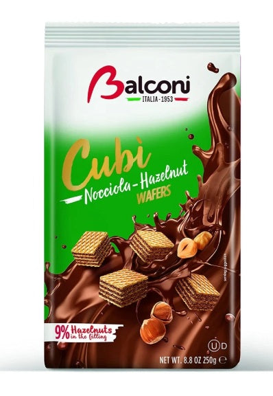 10 x Balconi Cubi Wafer Bag Hazelnut - 250GM