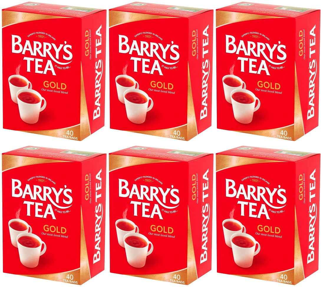 6 x Barry's Tea Gold 40 Tea Bags 125G