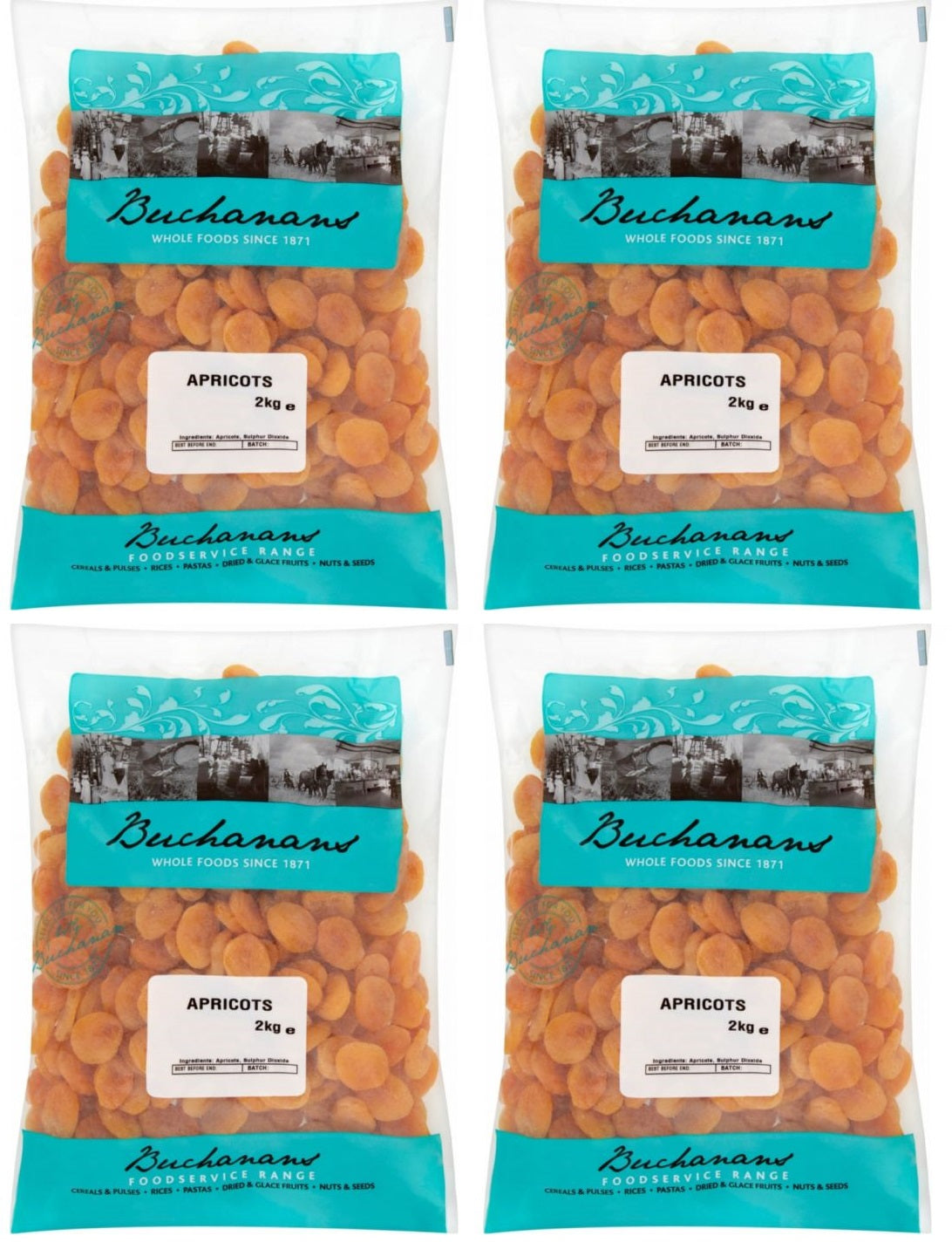 4 x Buchanans Apricots 2Kg