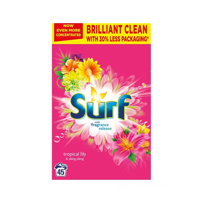 4 x Surf Laundry Powder Tropical Lily 2.25 Kg (45 Washes)
