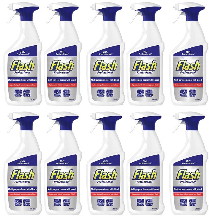 10 x Flash Cleaner With Bleach 750ml