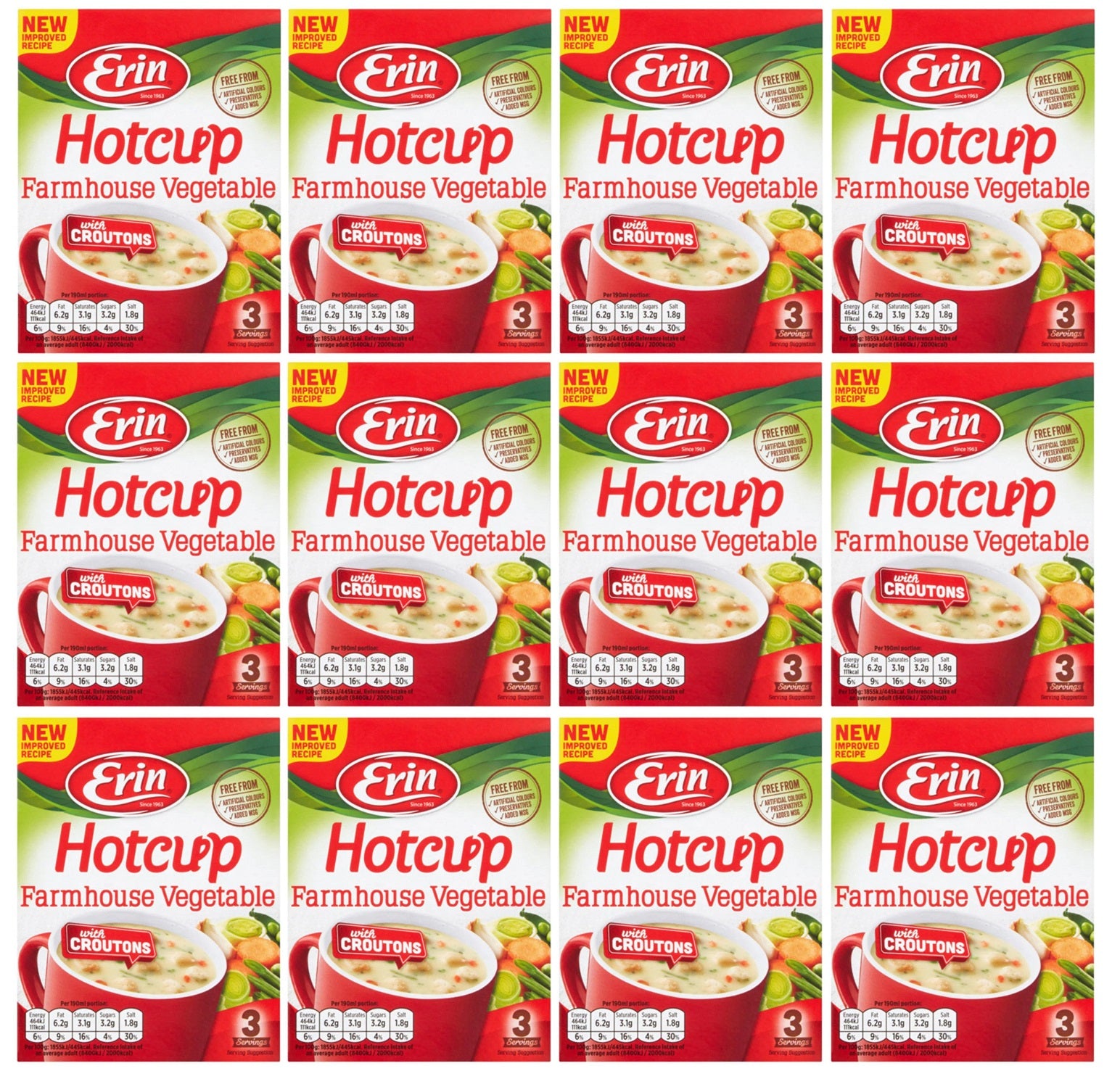12 x Erin Hotcup Farmhouse Vegetable With Croutons 75G