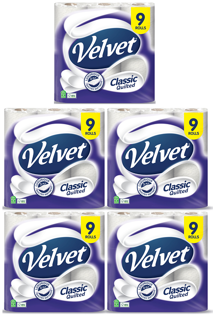 5 x Velvet Classic Quilted - 9 PACK