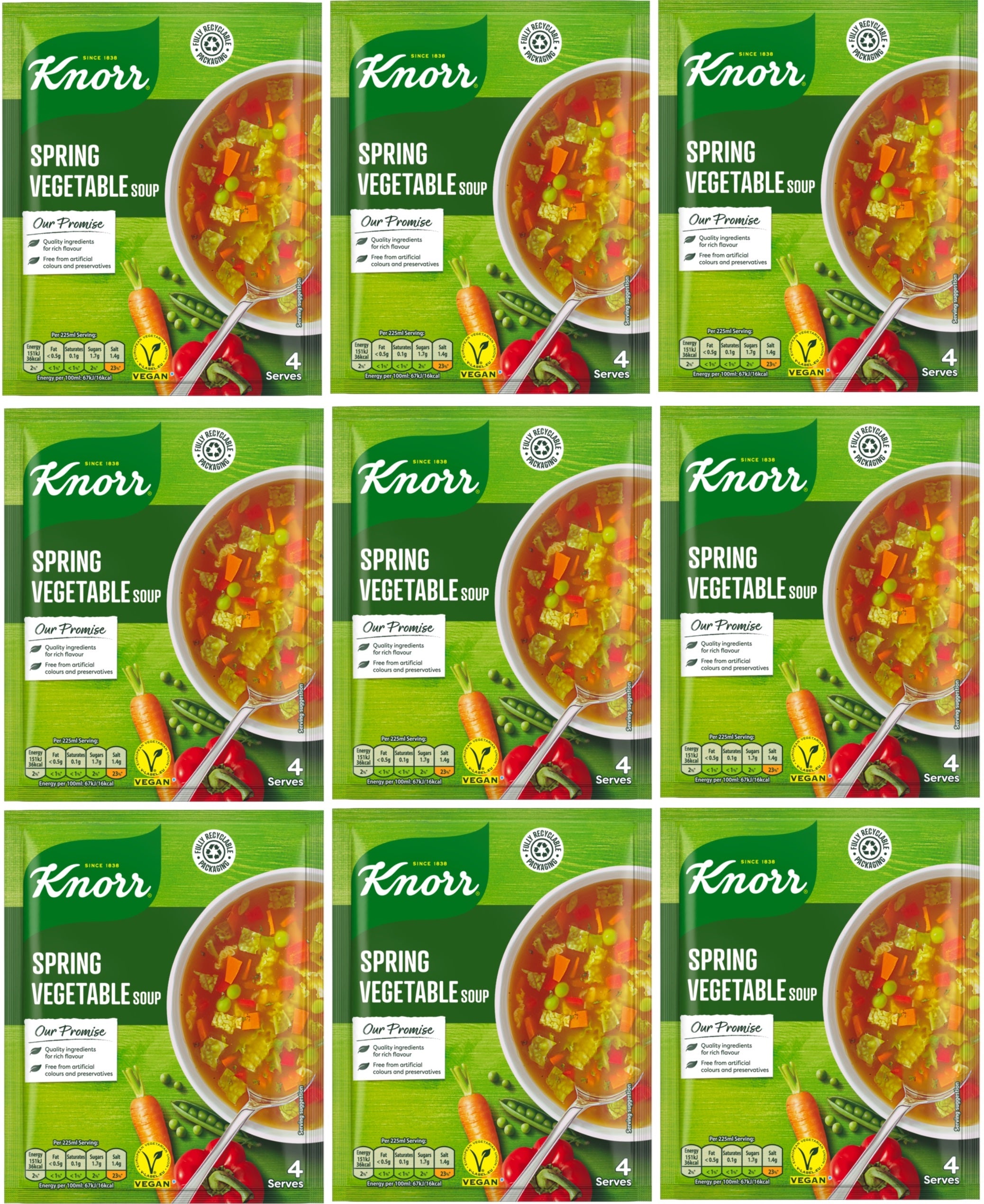 9 x Knorr Soup Spring Vegetable 48G