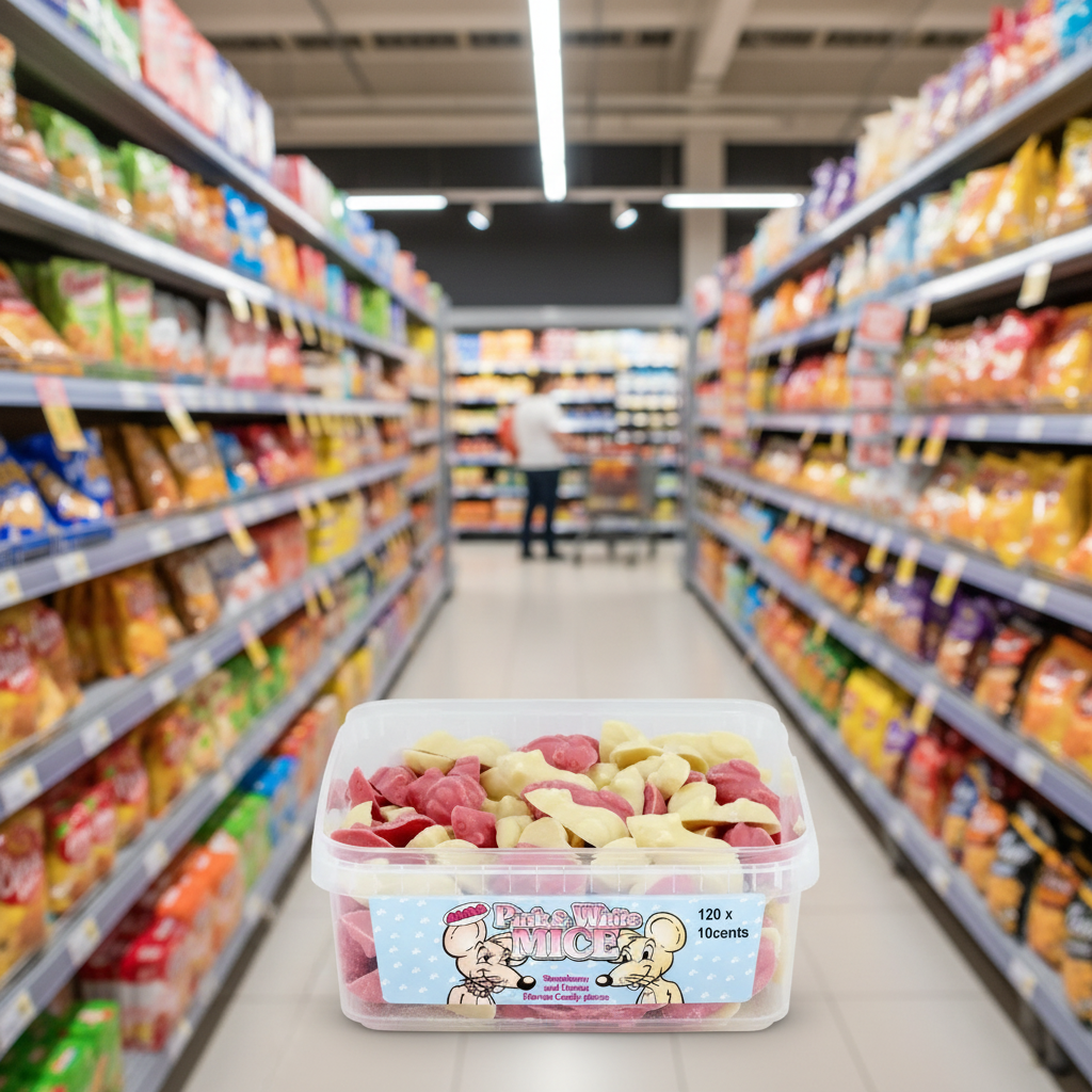 120 x Hannah Choc Mice Pink/Wh